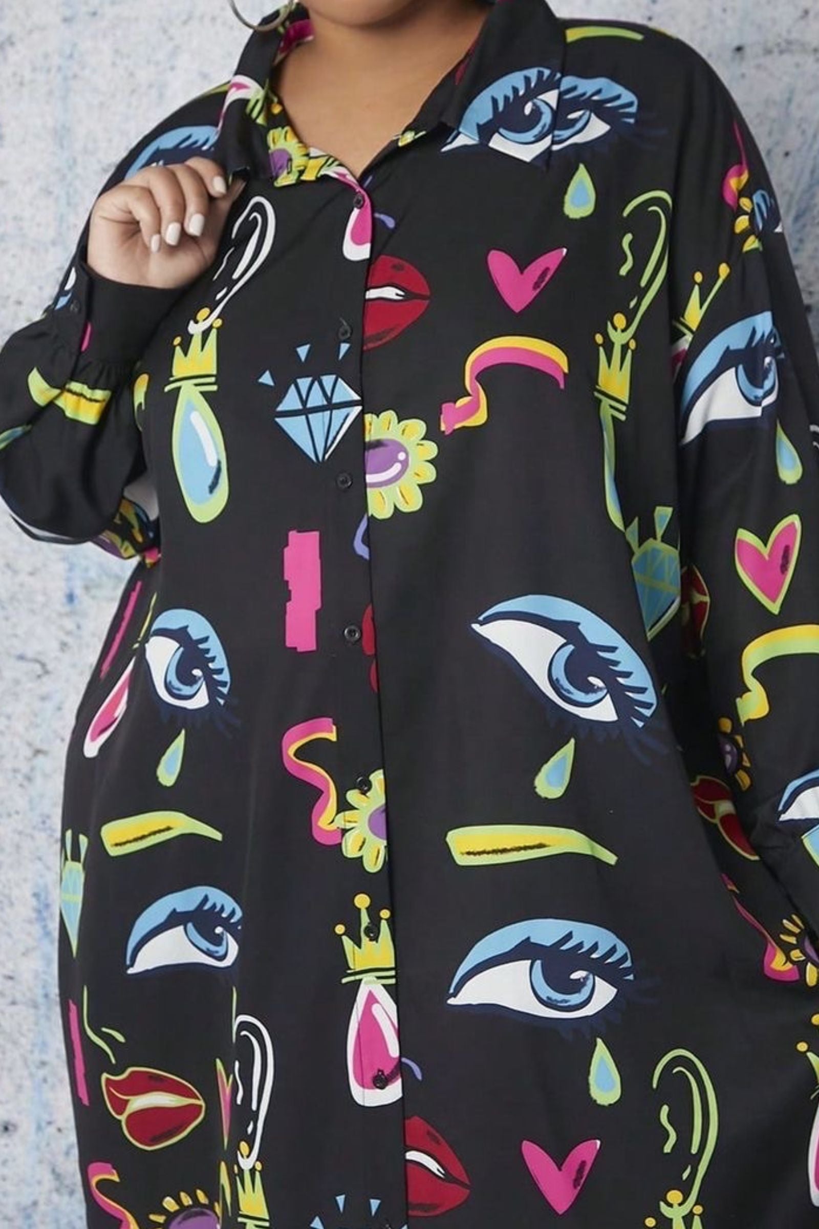 Black Evil Eye Shirt Dress 1